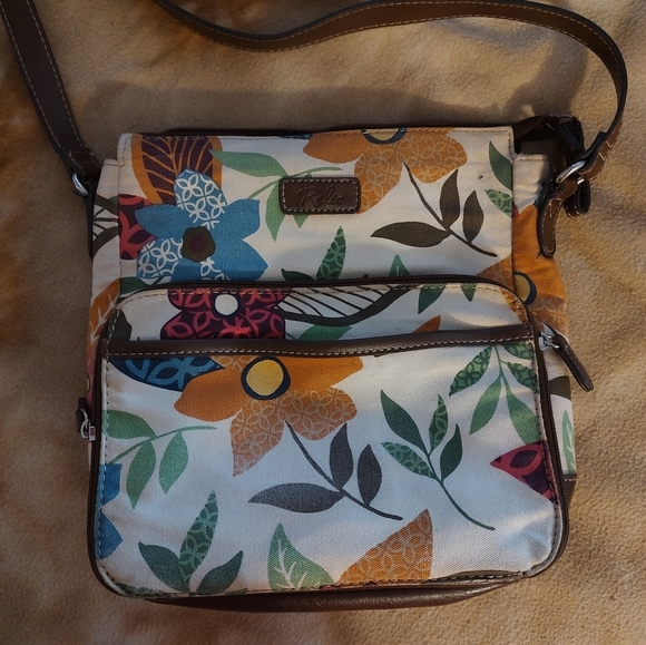 Relic Floral Crossbody Bag with Multicolor Design 9.5"X9.5" - Picture 1 of 9